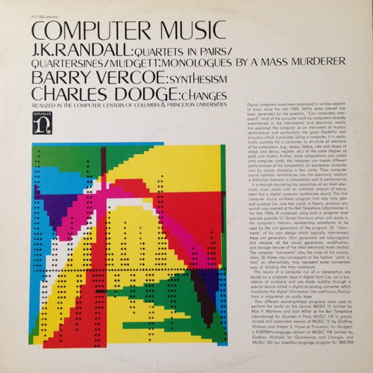 J.K. Randall, Barry Vercoe & Charles Dodge - Computer Music [Used Vinyl] - Tonality Records