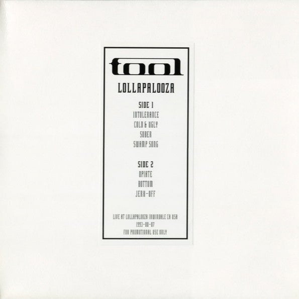 Tool - Lollapalooza (Live in Irwindale CA USA 1993 - 08 - 07) [Used Vinyl] - Tonality Records